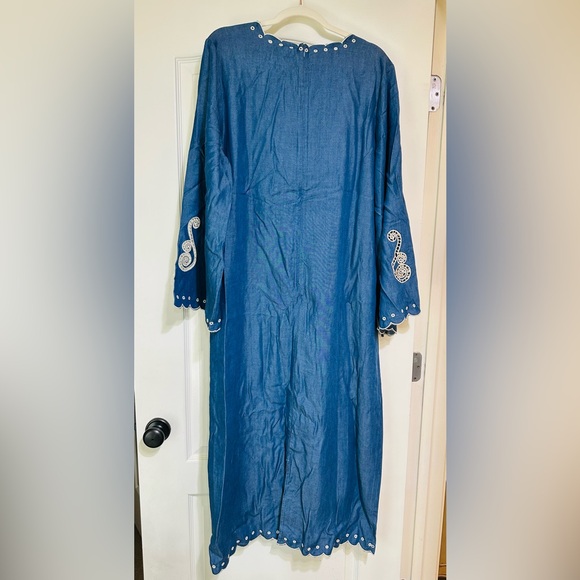 LOVE! NWT Tuckernuck Caroline K Blue Chambray Scalloped Dress Sz Large 8 10 12 - Picture 5 of 5